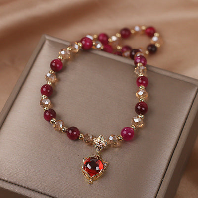 Fortune Red Tiger Eye Stone Crystal Bracelet