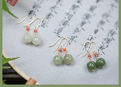 Wealth & Abundance • Natural Emerald Jade stone earrings