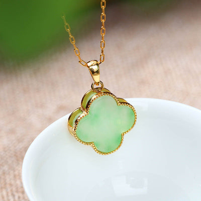 Lucky • four leaf clover Jade stone necklace