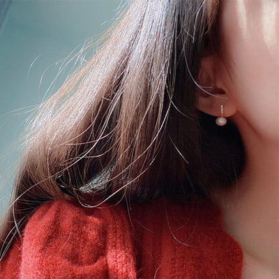 Natural Freshwater Pearl Diamond Stud Earrings