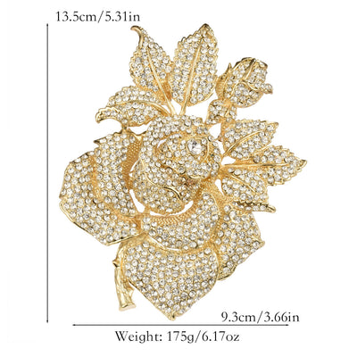 Full diamond rose alloy brooch