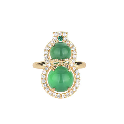 Purifying Gourd Emerald Jade Stone Ring