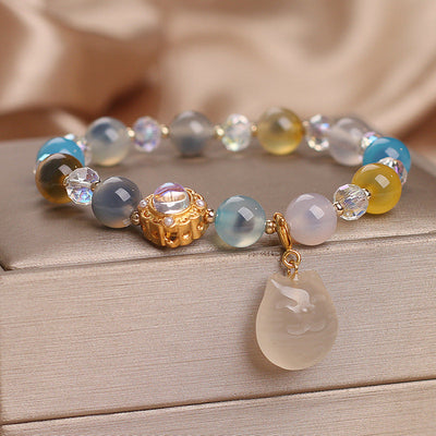Lucky Cat • Sugar Heart Agate Bracelet