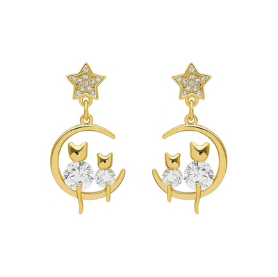 Cat & Moon Earrings Deegnt