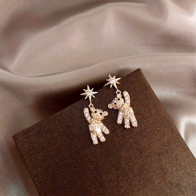 Crystal Teddy Bear Earrings Deegnt