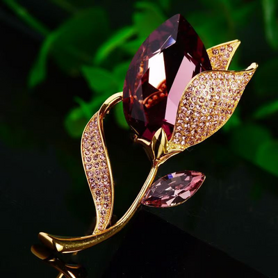 Full diamond tulip brooch