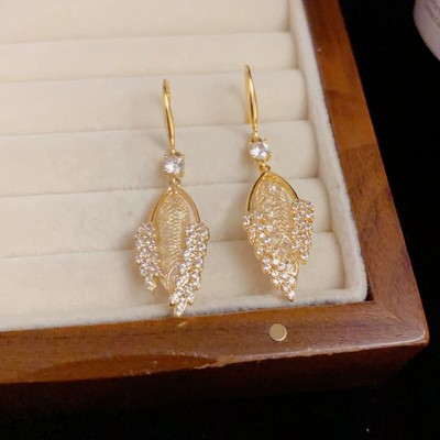 Zircon wheat ear earrings