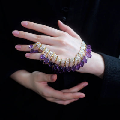 Amethyst Tear Pearl Choker