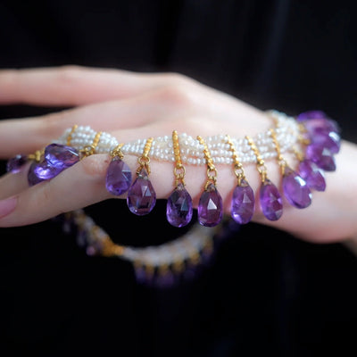 Amethyst Tear Pearl Choker