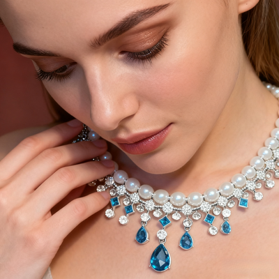 Ocean Clarity β’ Aquamarine Pearl Necklace