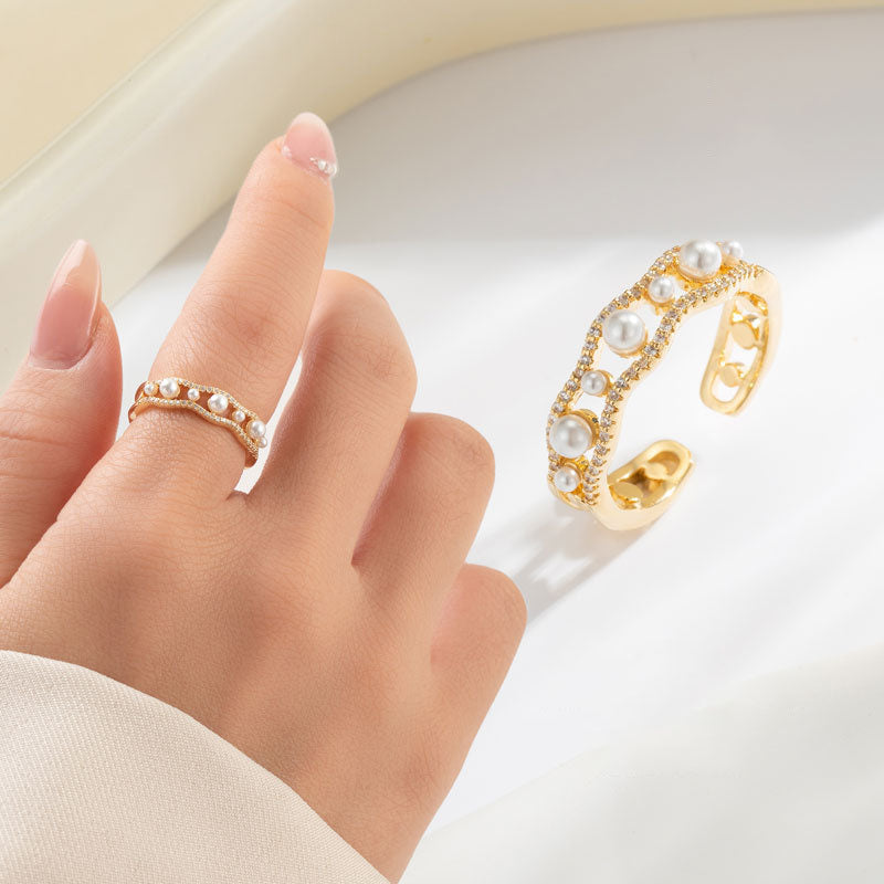 Openwork Pearl Natural Freshwater Pearl Ring
