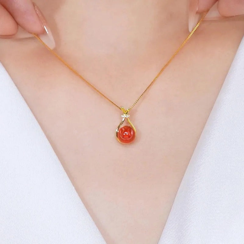 Lucky bag natural agate pearl jade necklace