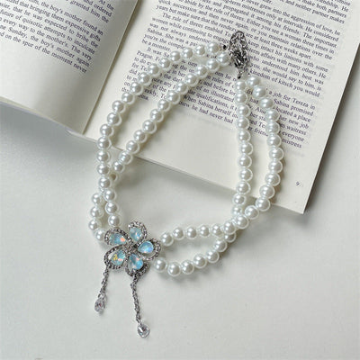 Natural freshwater pearl necklace with flowers