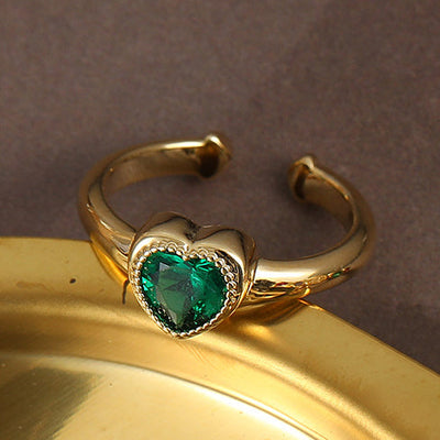 Heart Shape Natural Crystal Ring
