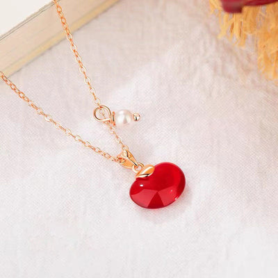 Acacia Red Bean Natural Agate Necklace