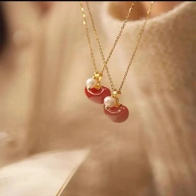 Acacia Red Bean Natural Agate Necklace