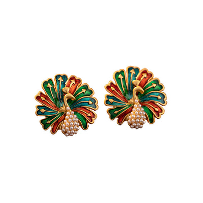 Peacock Natural Freshwater Pearl Earrings