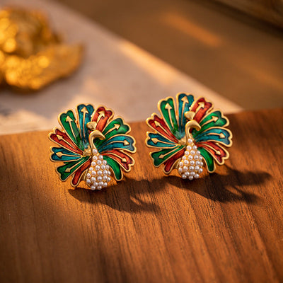 Peacock Natural Freshwater Pearl Earrings