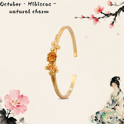 18K Gold Flower Goddess Bangle Series