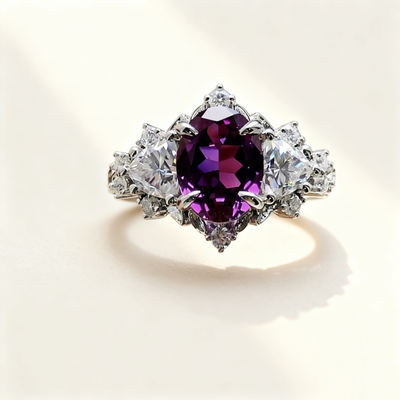 Amethyst Diamond Ring