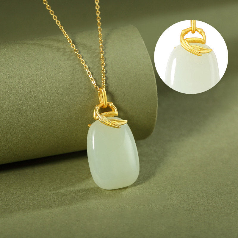 Bamboo Natural Emerald Jade Stone Necklace