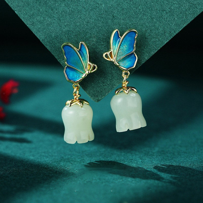 Lily of the Valley Natural Emerald Jade Stone Necklace