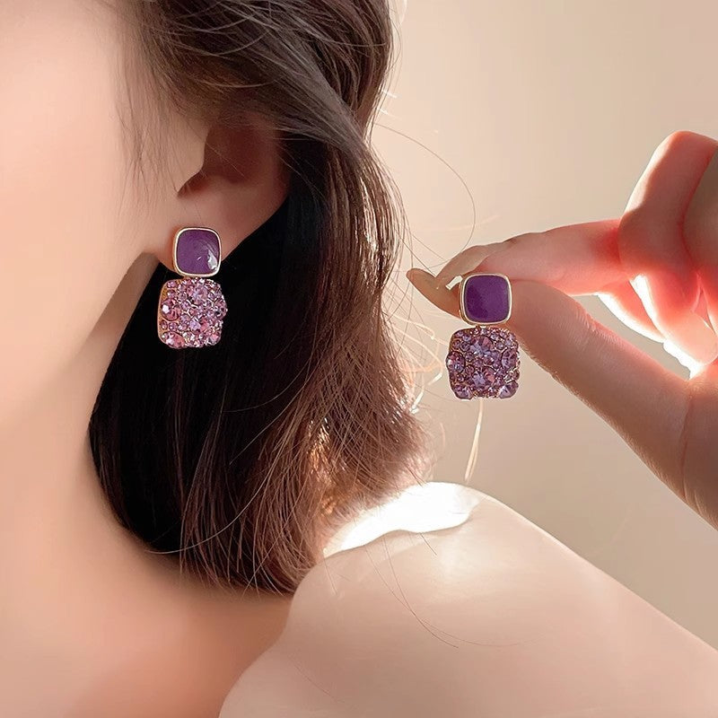 Diamond-Filled Square Earrings