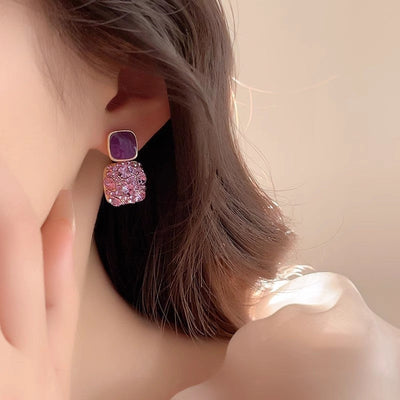 Diamond-Filled Square Earrings
