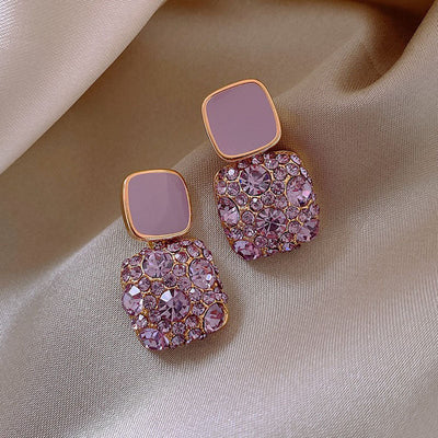 Diamond-Filled Square Earrings