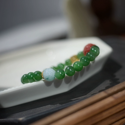 Lucky cube Natural Emerald Jade Stone bracelet
