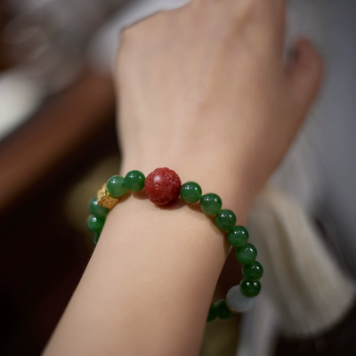 Lucky cube Natural Emerald Jade Stone bracelet
