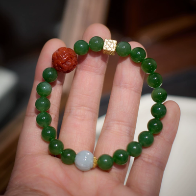 Lucky cube Natural Emerald Jade Stone bracelet