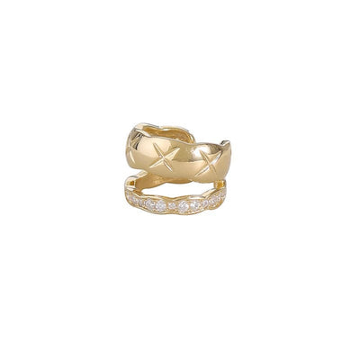 Double ring natural stone ear cuff