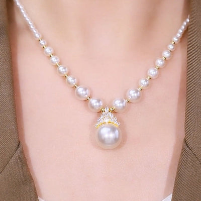 Diamond-studded Purple Natural Freshwater Pearl Necklace
