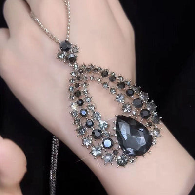 Water drop natural gray crystal necklace