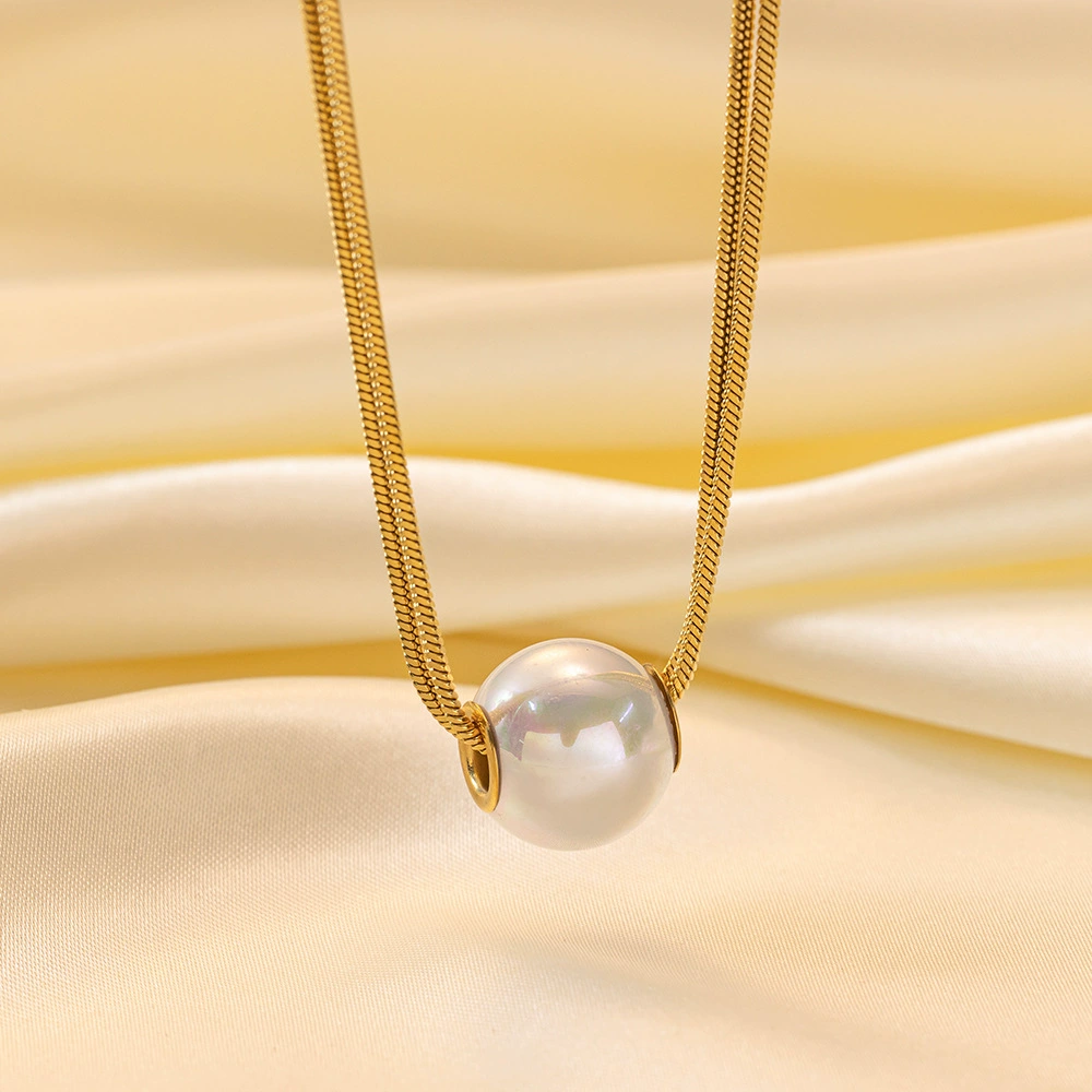 Double chain natural freshwater pearl necklace