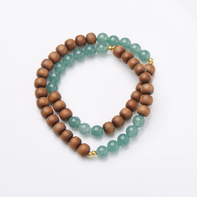 Natural Emerald Jade Stone sandalwood bracelet