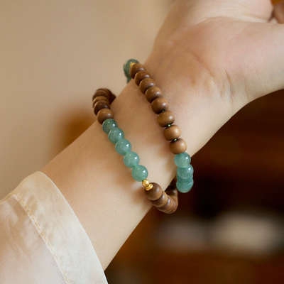 Natural Emerald Jade Stone sandalwood bracelet