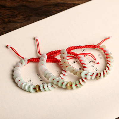 Lucky Clasp • Emerald Jade stone Braided Rope Bracelet