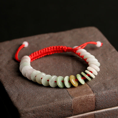 Lucky Clasp • Emerald Jade stone Braided Rope Bracelet
