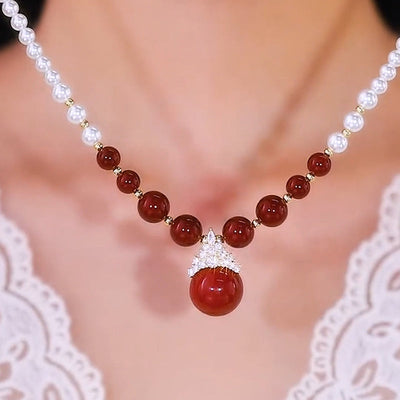 Diamond-studded Purple Natural Freshwater Pearl Necklace