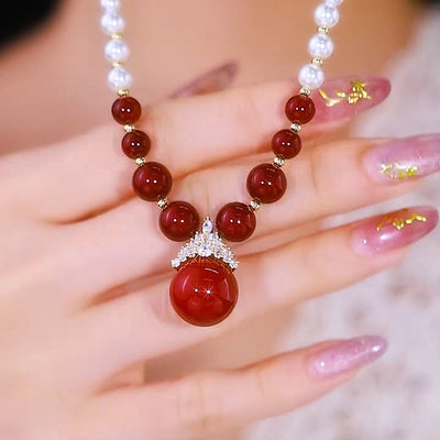Diamond-studded Purple Natural Freshwater Pearl Necklace