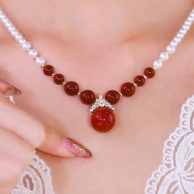Diamond-studded Purple Natural Freshwater Pearl Necklace