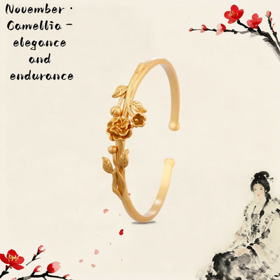 18K Gold Flower Goddess Bangle Series