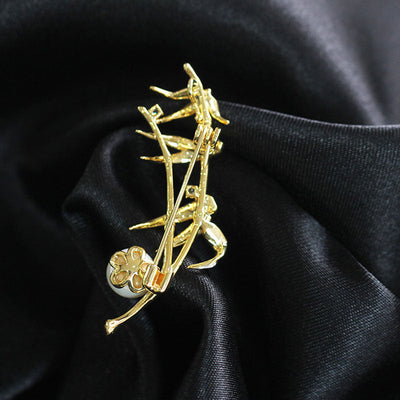Golden Bamboo Natural Freshwater Pearl Brooch