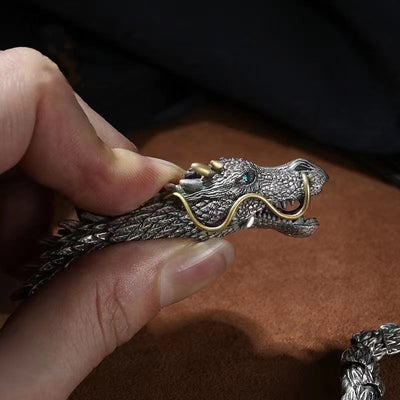 Dazzling Silver Dragon Head Bracelet