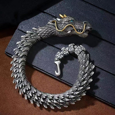 Dazzling Silver Dragon Head Bracelet