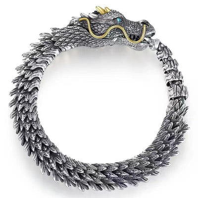 Dazzling Silver Dragon Head Bracelet