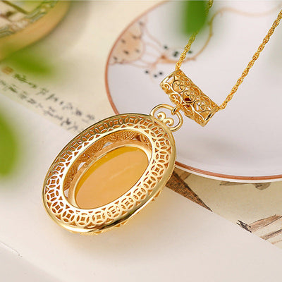 Water drop natural beeswax necklace