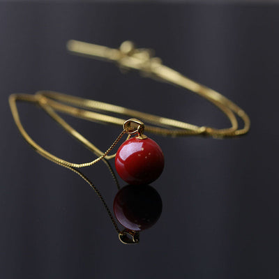 Natural Cinnabar Necklace Clavicle Chain